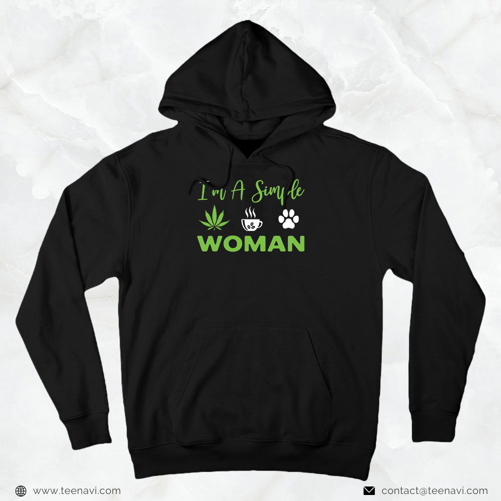 Cannabis Tee, I'm A-Simple Woman Woman Loves-Weed Coffee And Dog