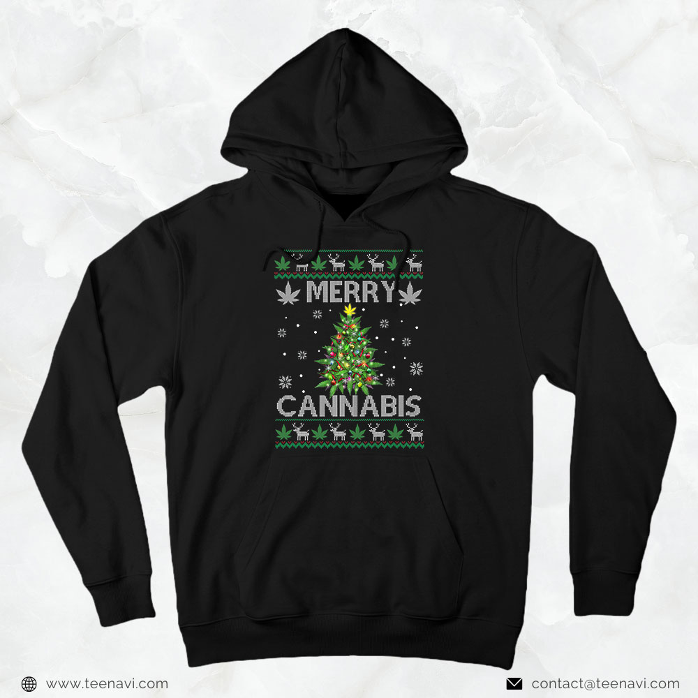 Cannabis Tee, Marijuana Ugly Christmas Santa Cannabis Weed 420 Get Lit