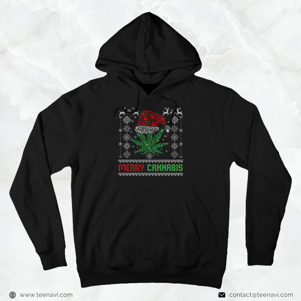 Cannabis Tee, Merry Cannabis Marijuana Ugly Christmas Weed 420 Sweater