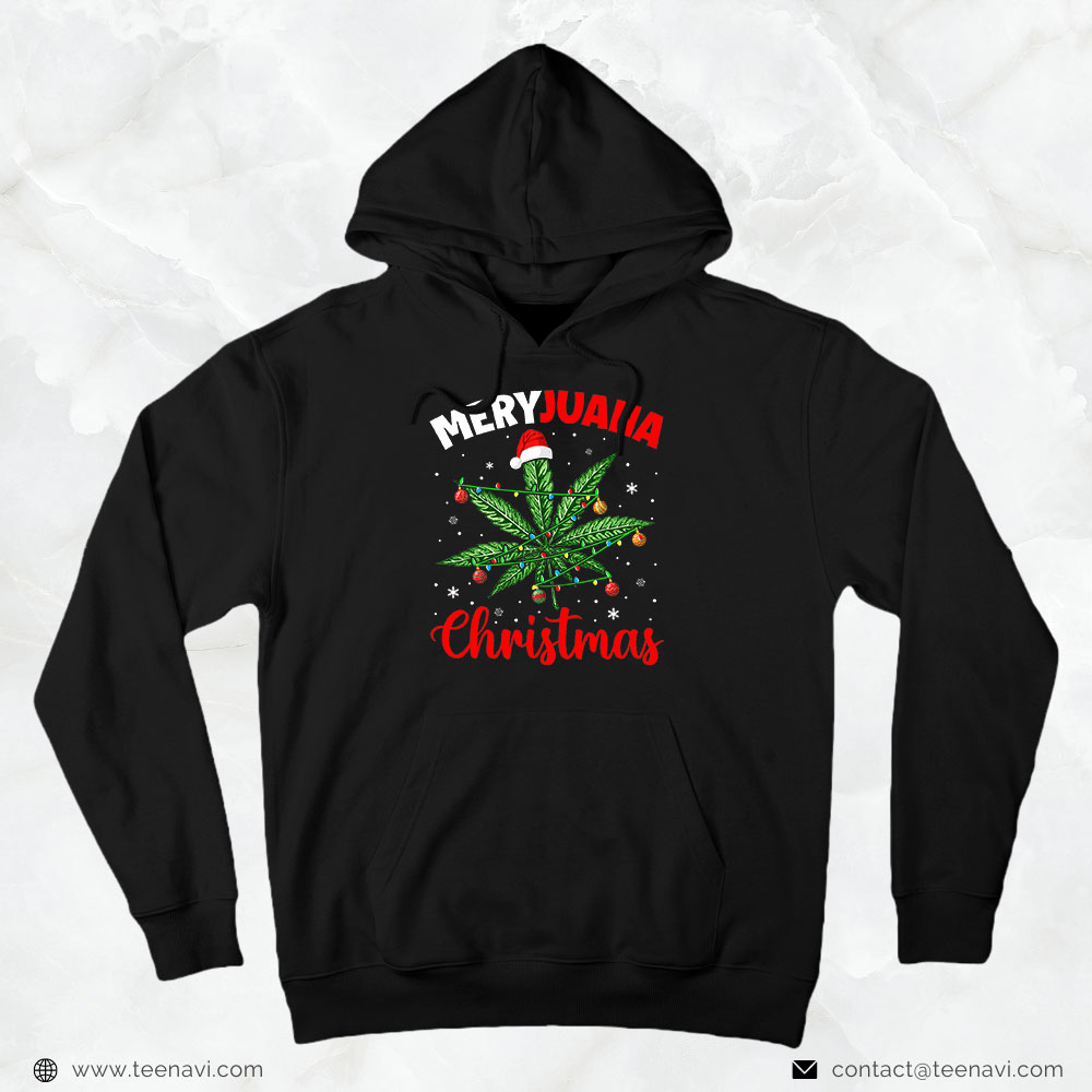 Weed Shirt, Merryjuana Christmas Xmas Lights Santa Weed Smoker