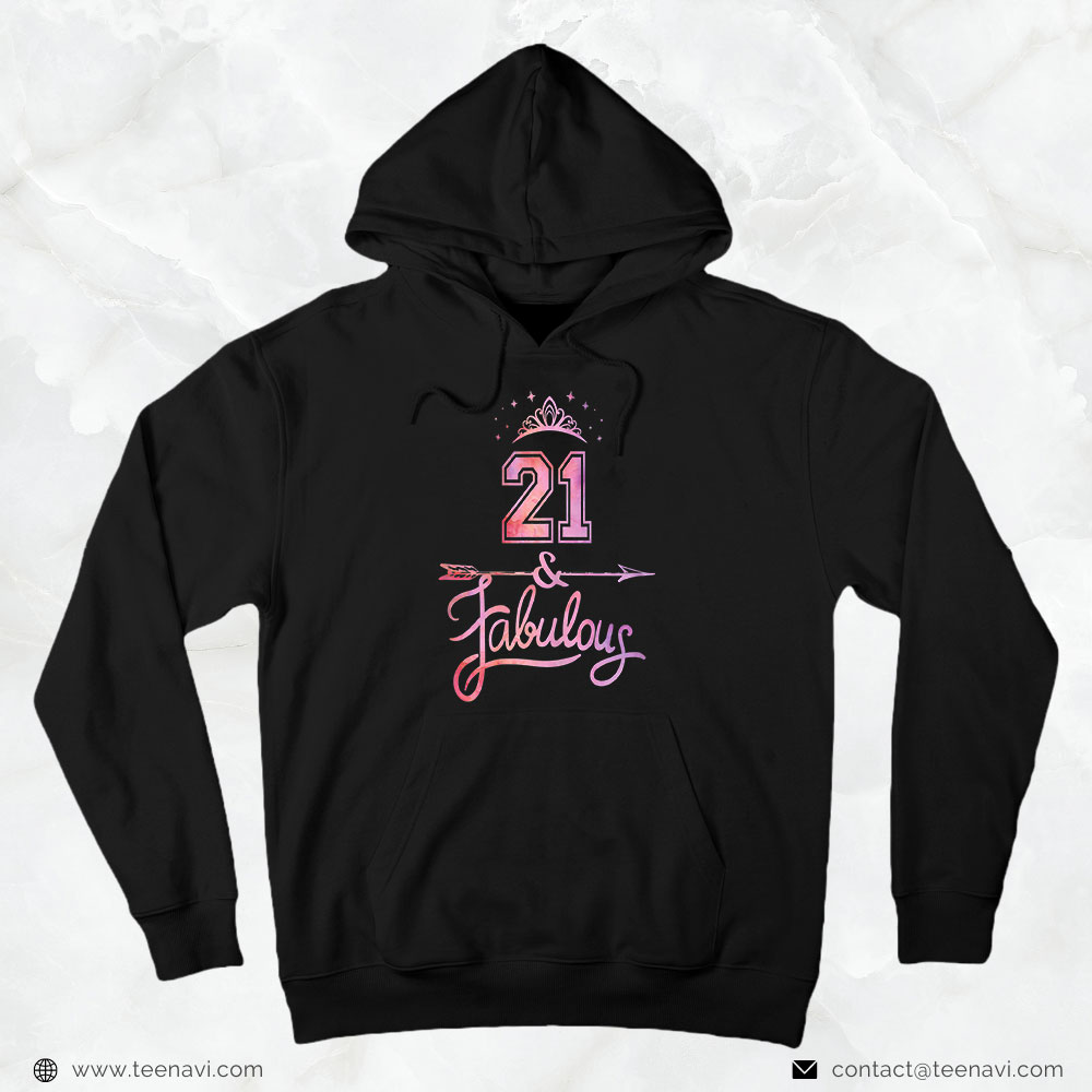 Funny 21st Birthday Shirt, Women 21 Years Old And Fabulous Happy 21st Birthday
