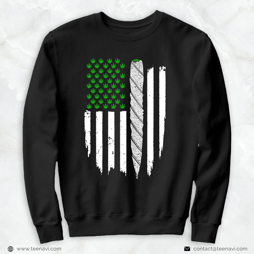 Marijuana Shirt, Marijuana Grass American Flag Pothead Cannabis Stoner 420