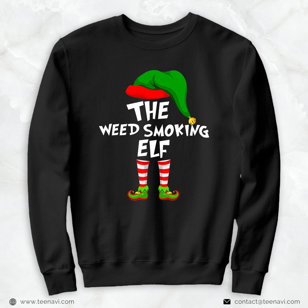 Funny Weed Shirt, Matching Family Christmas Weed Smoking Elf