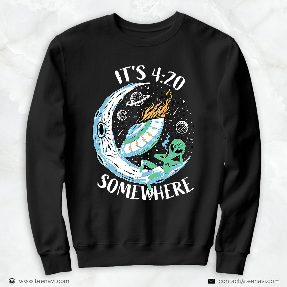 Funny 4:20 Smoking Moon Alien Shirt Funny 4:20 Smoking Moon Alien Shirt