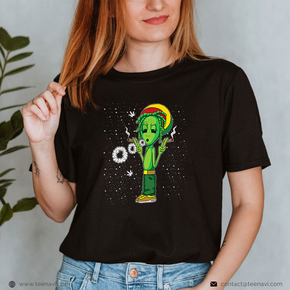 Cannabis Shirt, Alien Smoking Weed Cannabis Marijuana