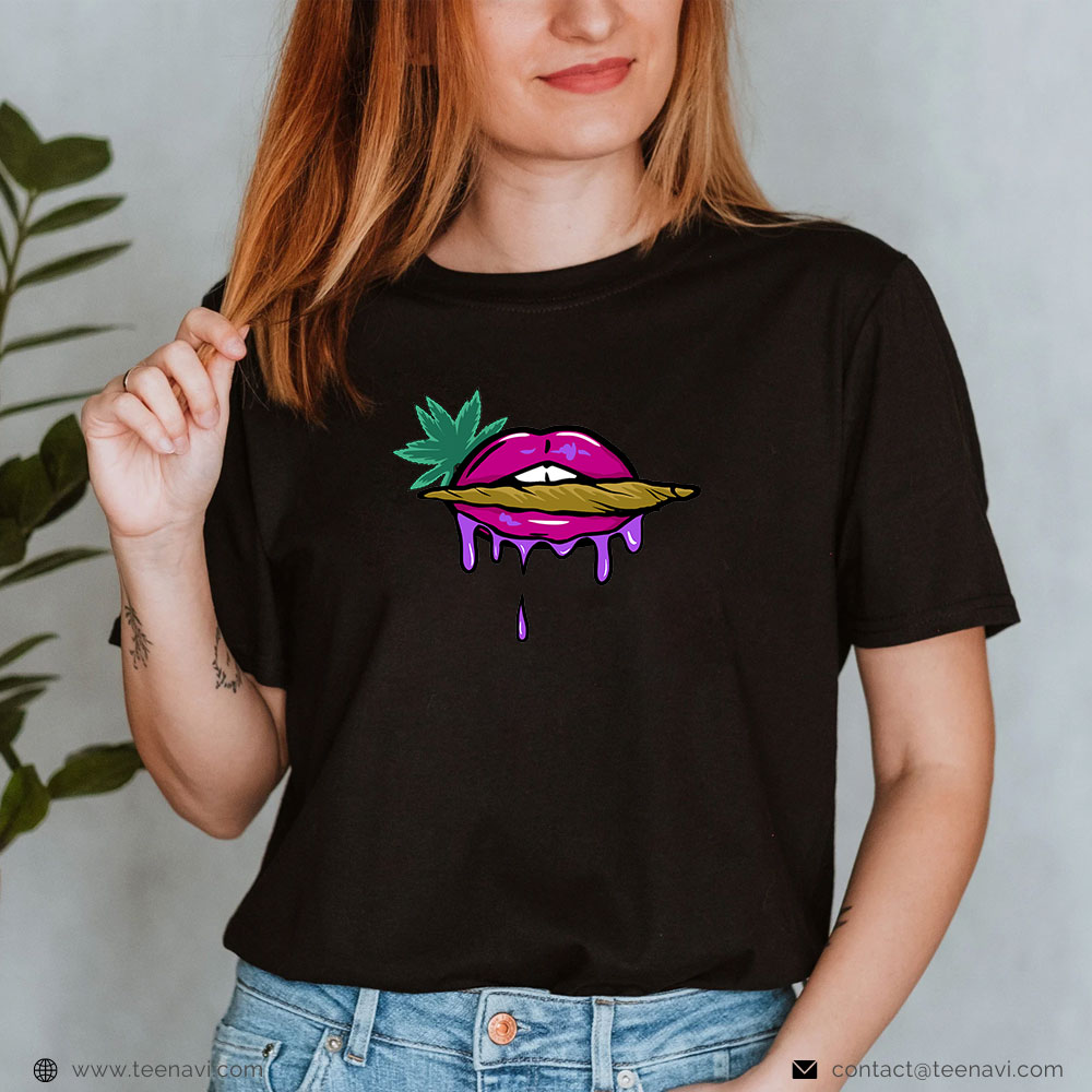  Marijuana Shirt, Lips Sexy Smoking Cigar Weed Cannabis Marijuana 420 Stoner