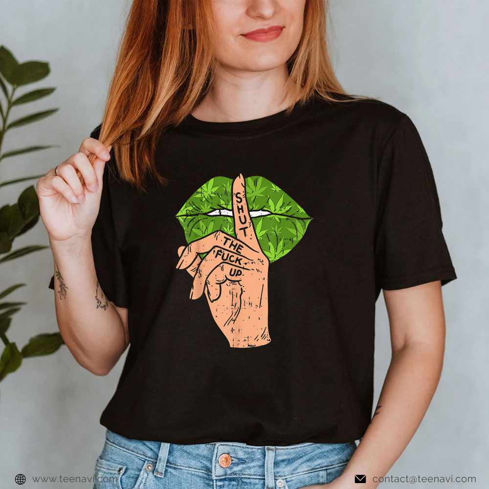 Cannabis Shirt, Lips Weed Cannabis Ganja Weed Stoner Marijuana Lover