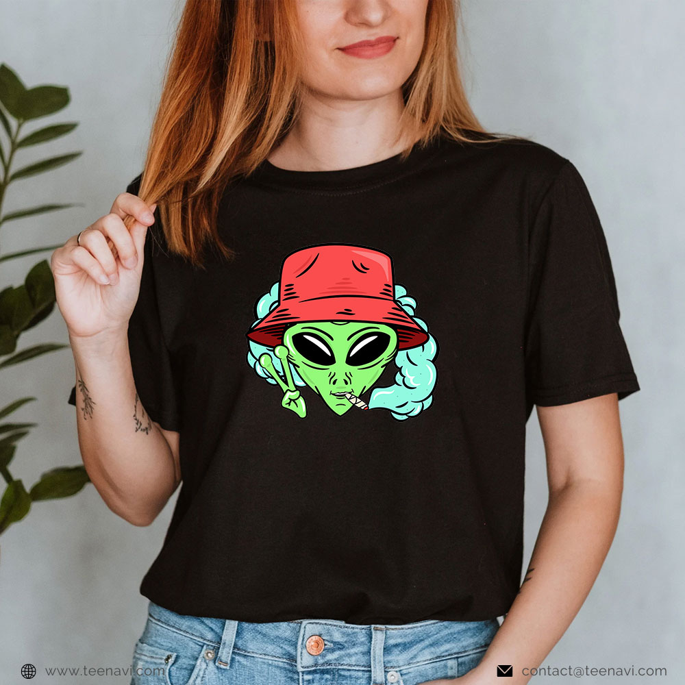 Marijuana Shirt, Marijuana Smoking Alien - Just Chilling Weed Stoner 420