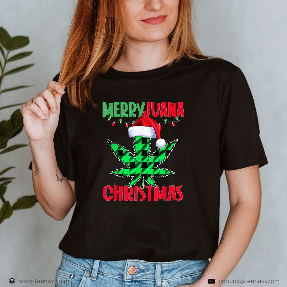 Cannabis Tee, Merryjuana Weed Leaf Christmas Pajama X-Mas Sweater