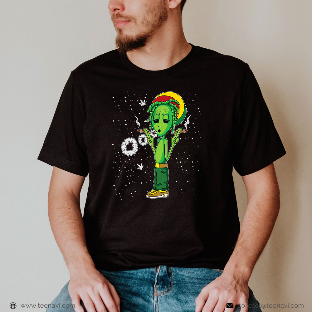 Cannabis Shirt, Alien Smoking Weed Cannabis Marijuana