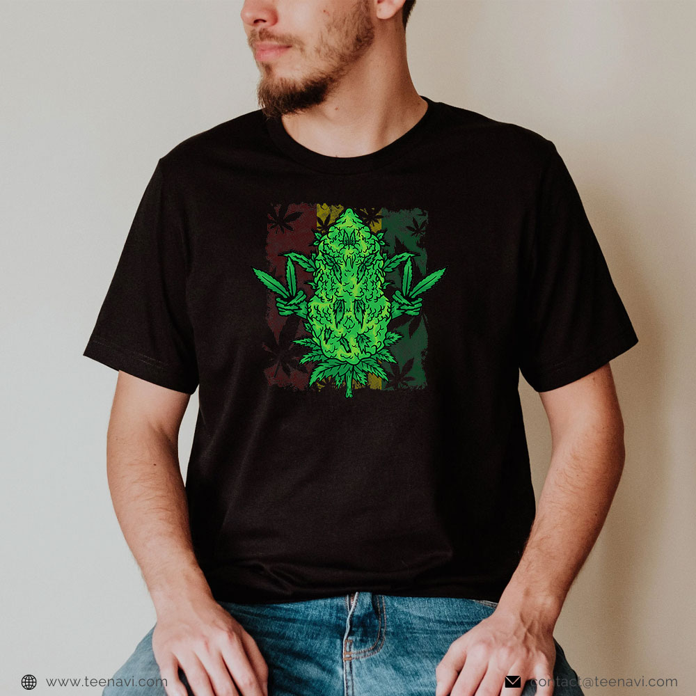 Cannabis Tee, Cannabis Blunt Shows Peace Victory Sign - Weed Accessories
