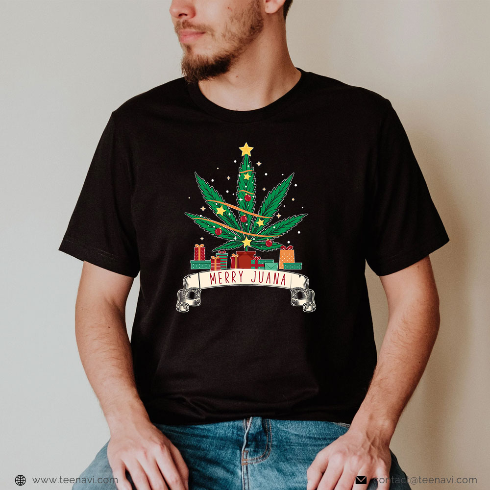  Cannabis Shirt, Merry Juana Holiday Christmas Marijuana Weed Stoner