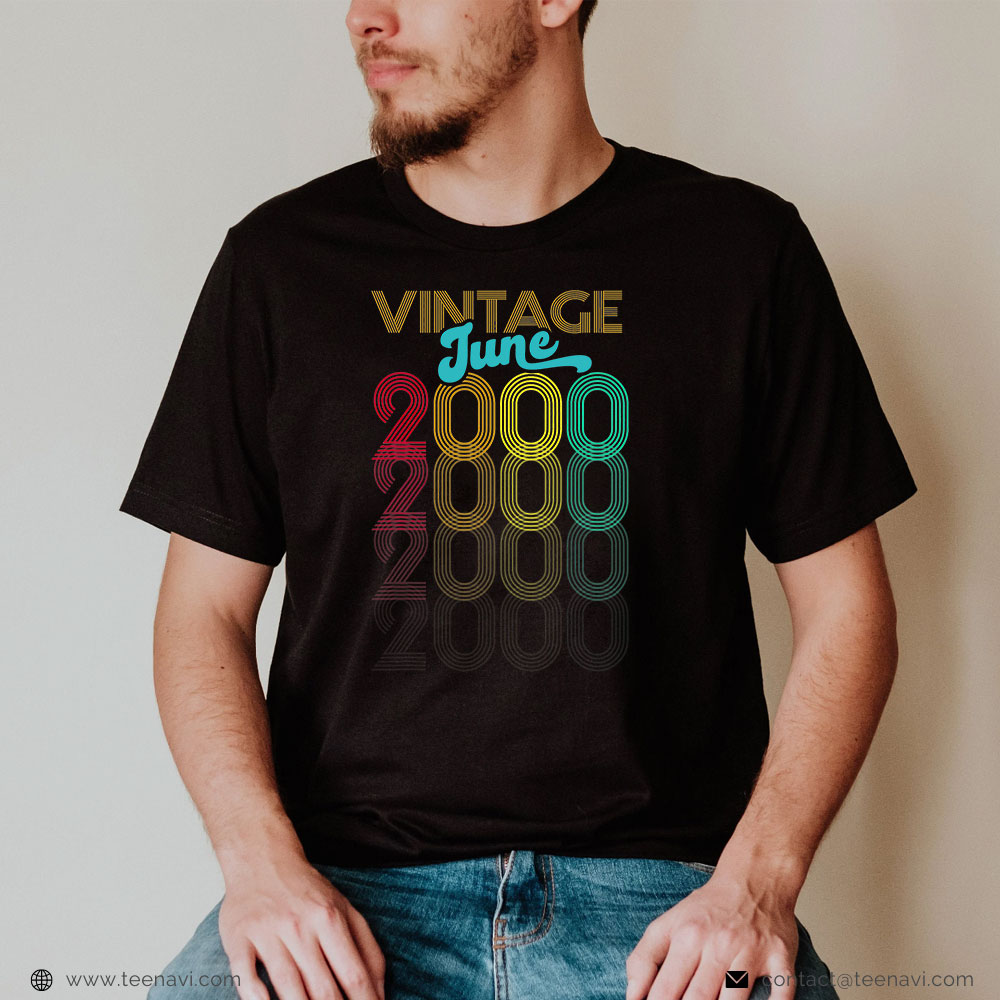 21st Birthday Shirt, Vintage June 2000 21st Birthday 21 Years Old For Men Women