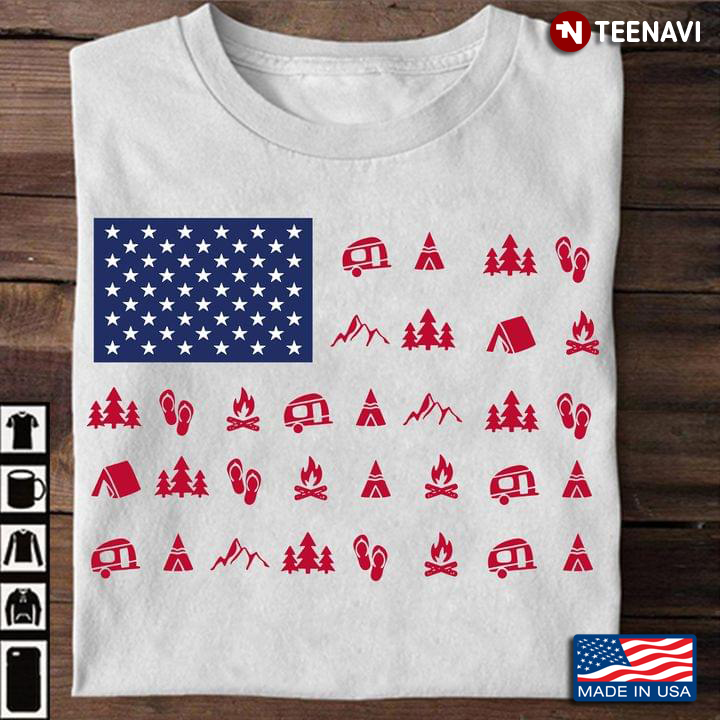 Camping Shirt, American Flag Camping