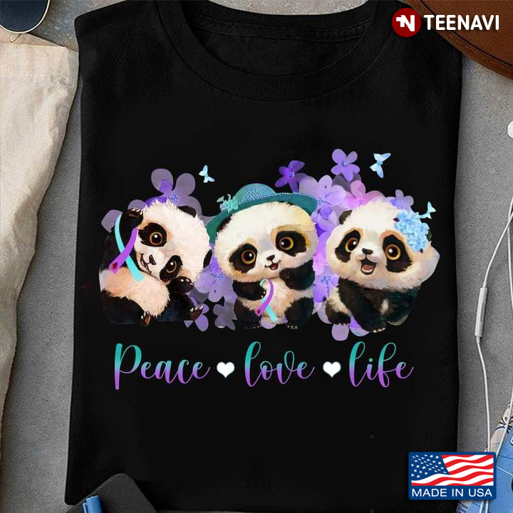 Suicide Prevention Awareness Shirt, Pandas Peace Love Life