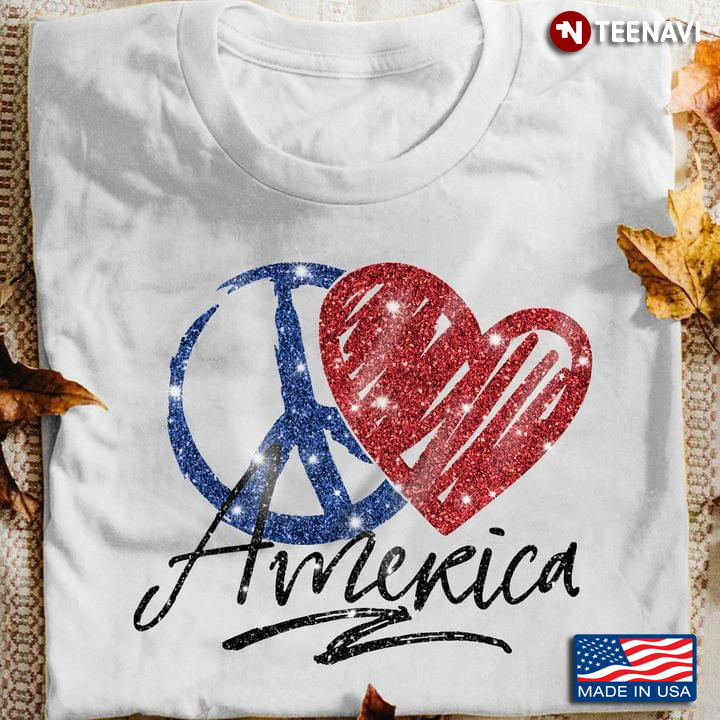 4th of July Shirt, America Peace Sign Heart Happy Independence Day
