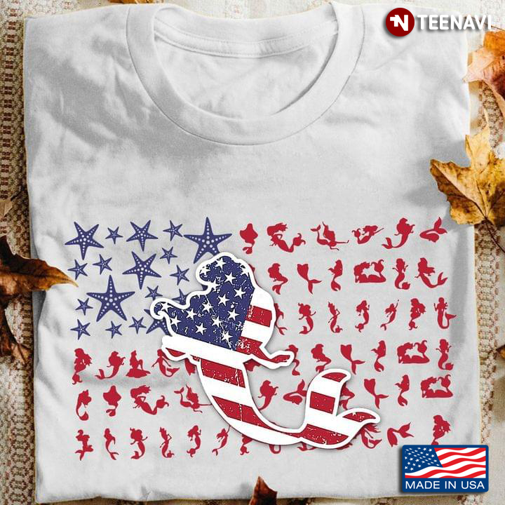 Mermaid Shirt, American Flag Mermaid