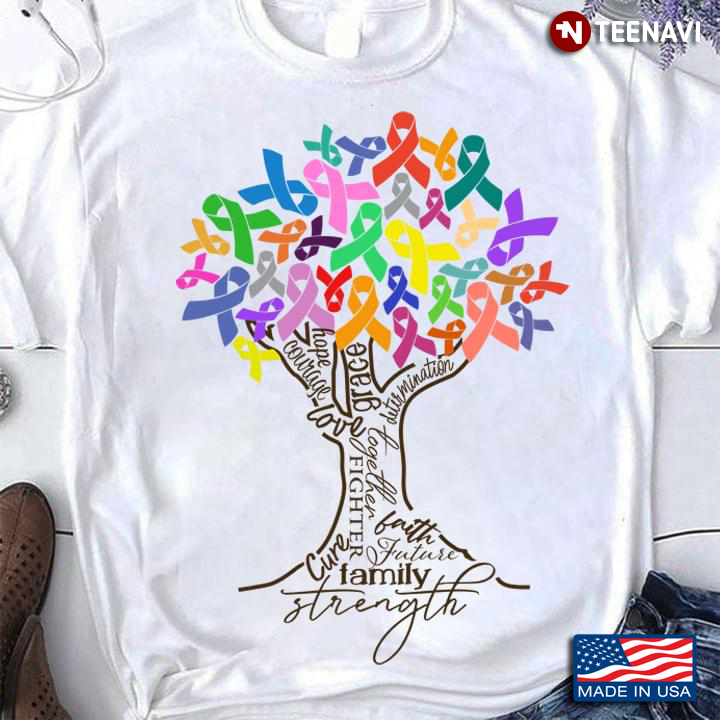 Cancer Shirt, Cancer Tree Cure Family Strength