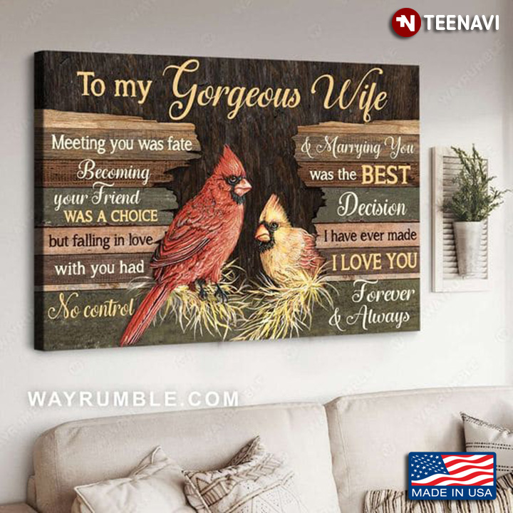 Cardinal Couple Poster, To My Gorgeous Wife Meeting You Was Fate