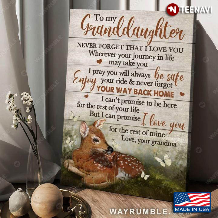 Butterflies White Spotted Deer Poster, To My Granddaughter Never Forget That I Love You