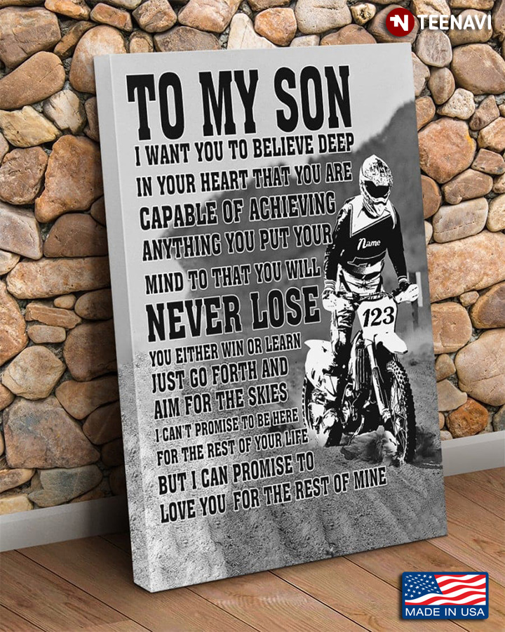 Personalized Motocross Poster, To My Son I Want You To Believe Deep In Your Heart