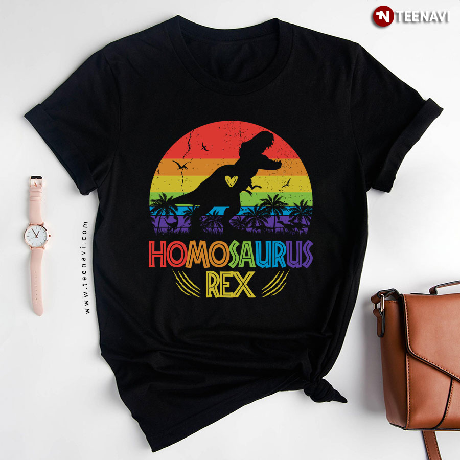 LGBT Pride Homosaurus Rex Dinosaur T-Shirt