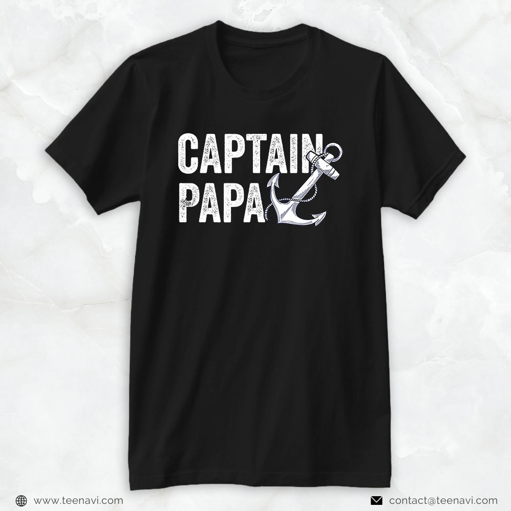 Cool Fishing Shirt, Captain Papa Pontoon Gift Lake Sailor Fishing Boating