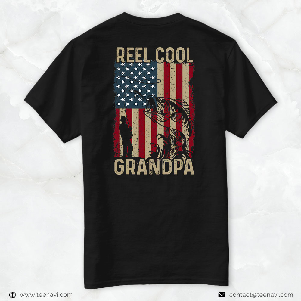 Fishing Shirt, Father's Day Fishing Reel Cool Grandpa American Flag