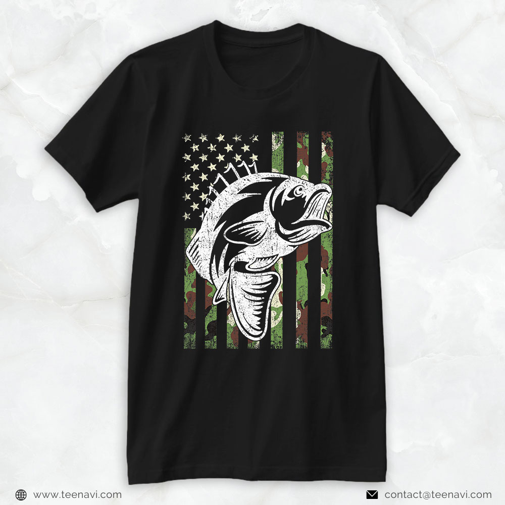 Fishing Shirt, Fishing Camouflage Usa Flag For Bass Fisherman Gifts
