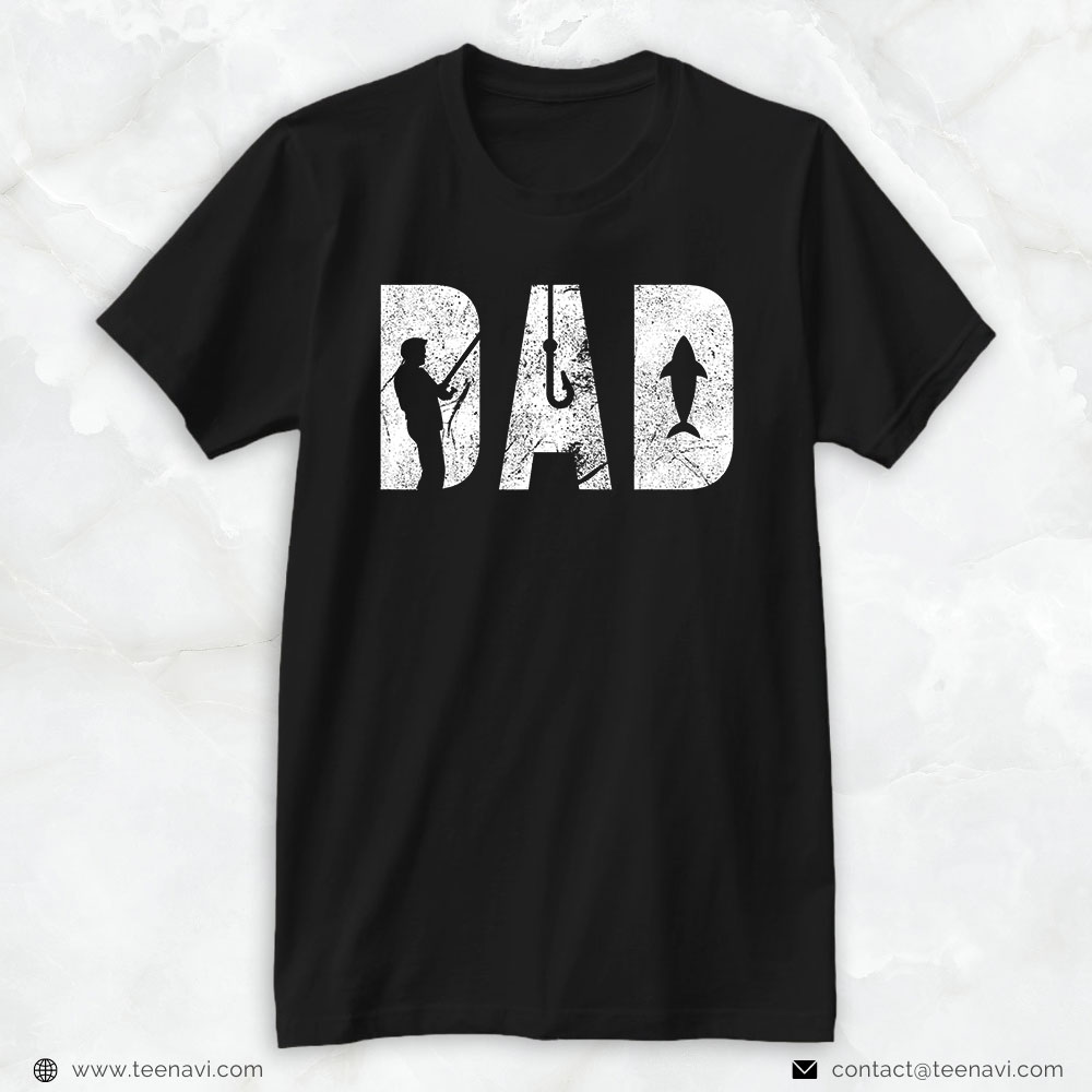 Cool Fishing Shirt, Fishing Dad Father's Day With Fish And Fishing Hook Crunch