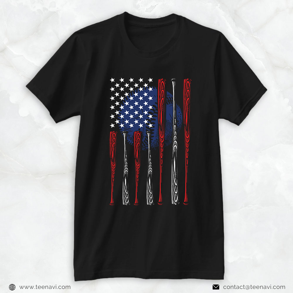 Baseball Dad Shirt, American Flag With Baseball Bats And Baseball Ball