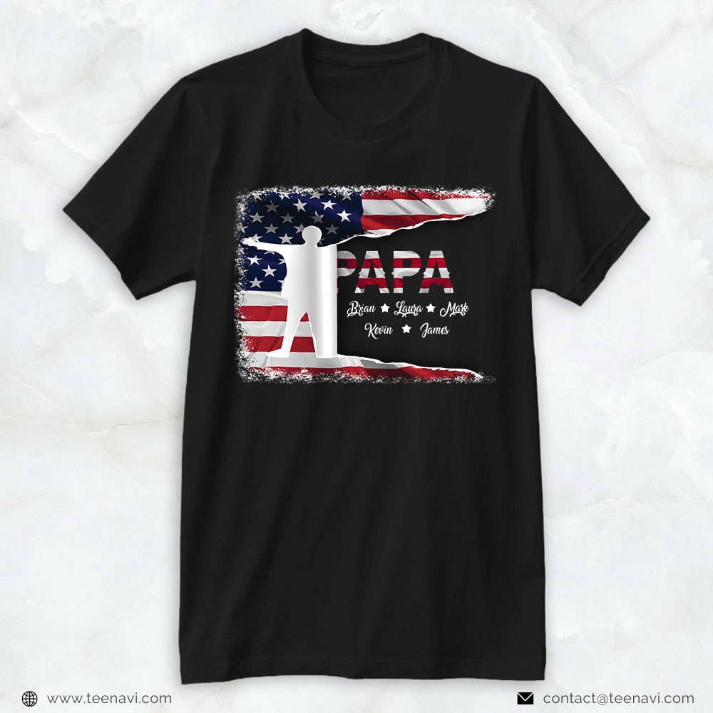 Personalized Dad Shirt, Papa American Flag