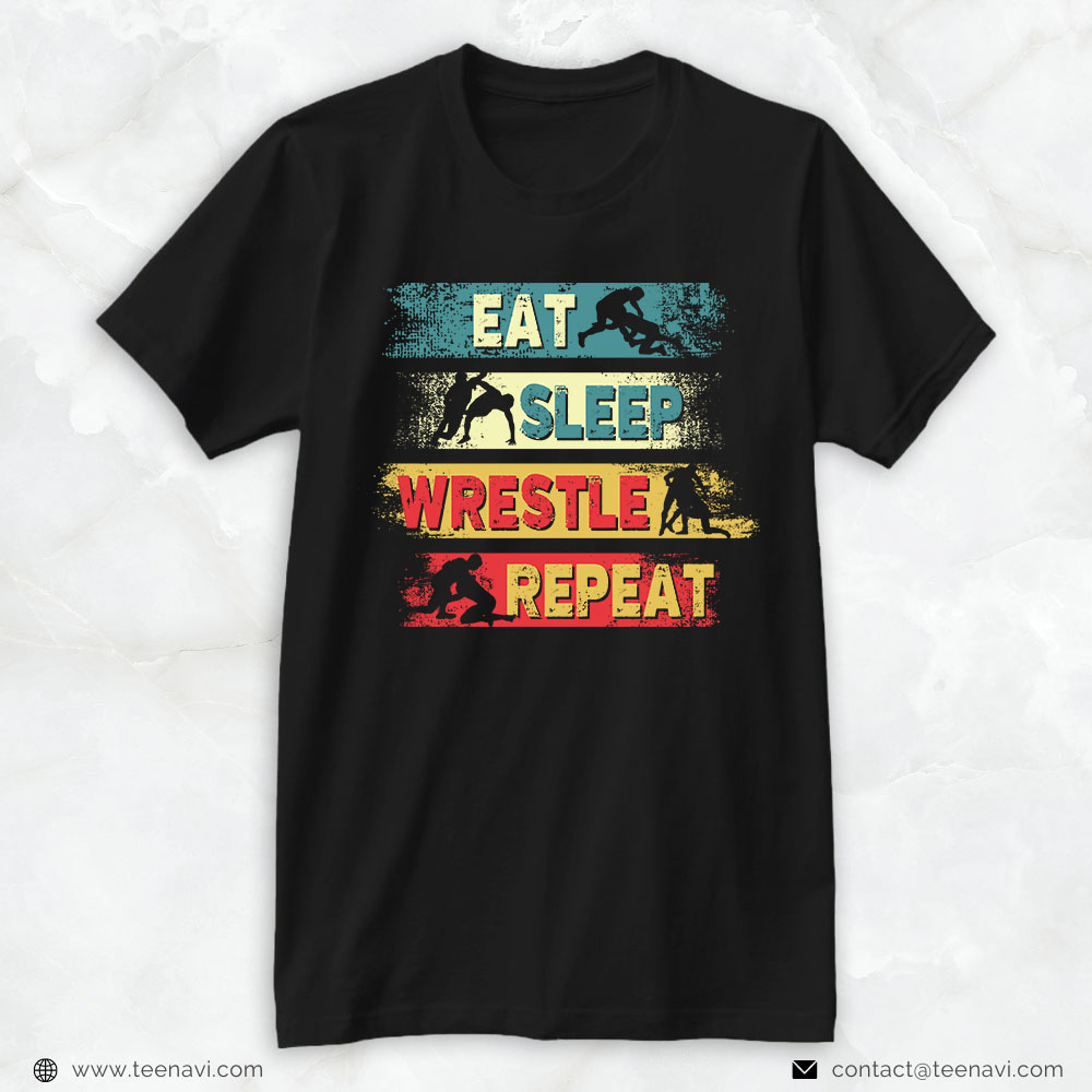 Wrestling Dad Shirt, Eat Sleep Wrestle Repeat