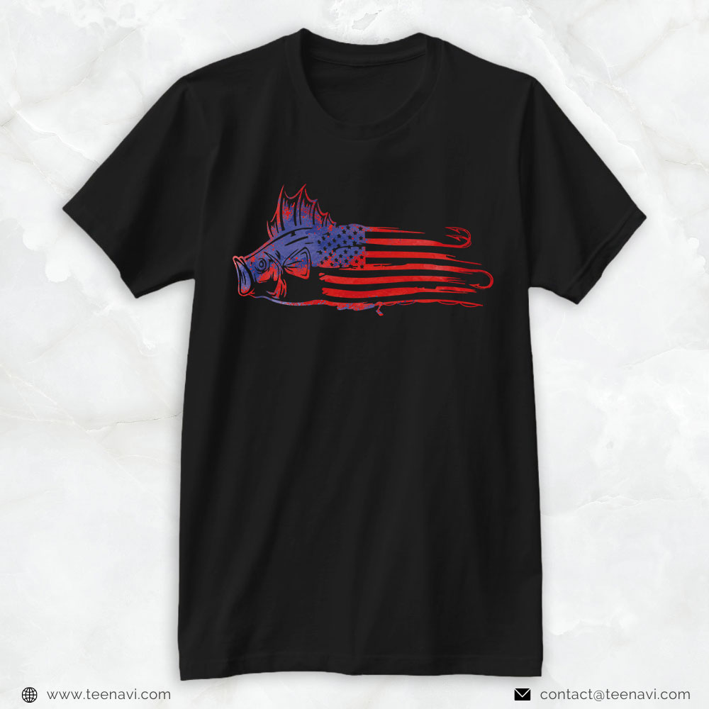 Fishing Dad Shirt, Fish American Flag