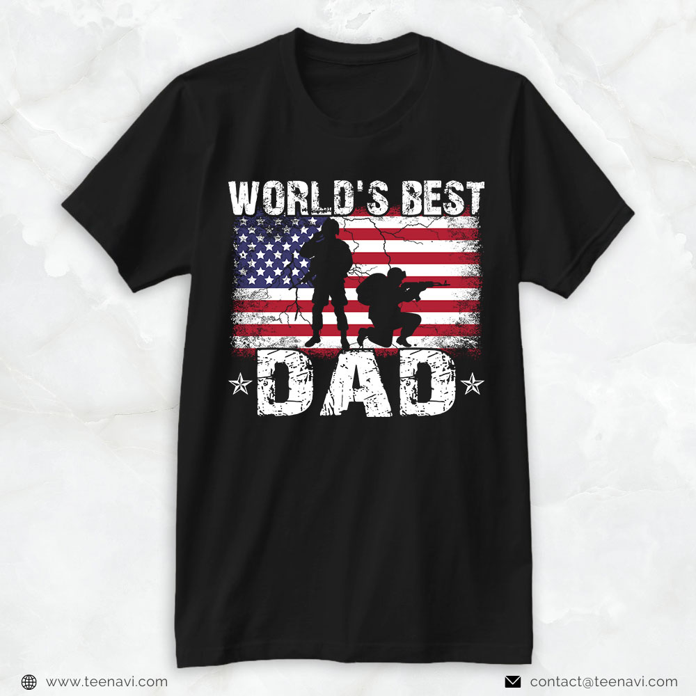 Veteran Dad Shirt, World's Best Dad American Flag