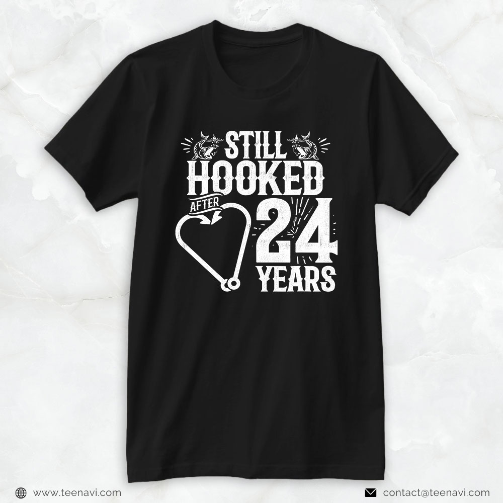 Fish Shirt, Married 24 Years Fishing Couple 24th Wedding Anniversary
