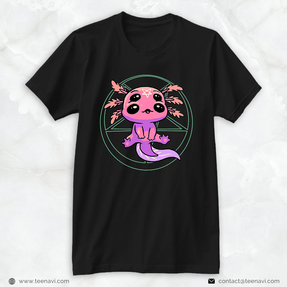 Funny Fishing Shirt, Pastel Goth Axolotl Pentagram Gothic Satanic Walking Fish