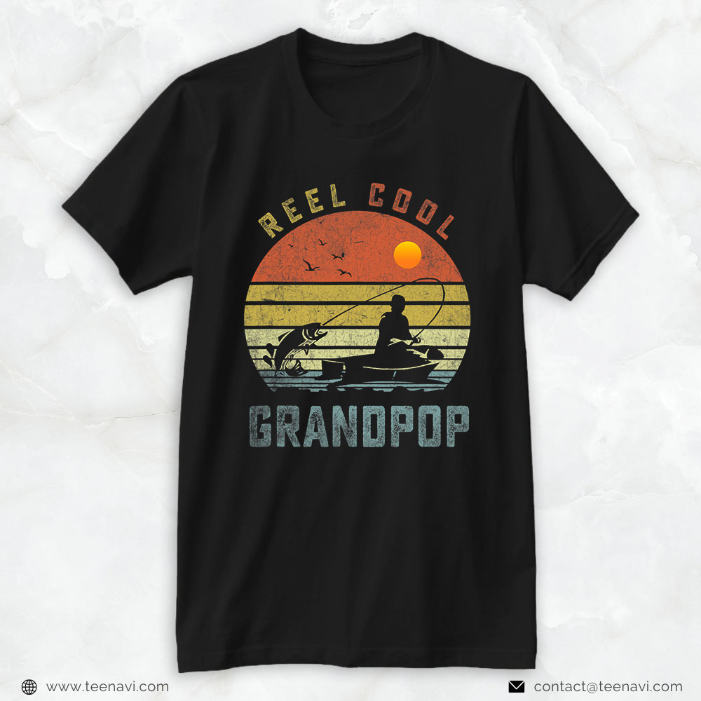 Fish Shirt, Reel Cool Grandpop Fishing Dad Gifts Father's Day Fisherman