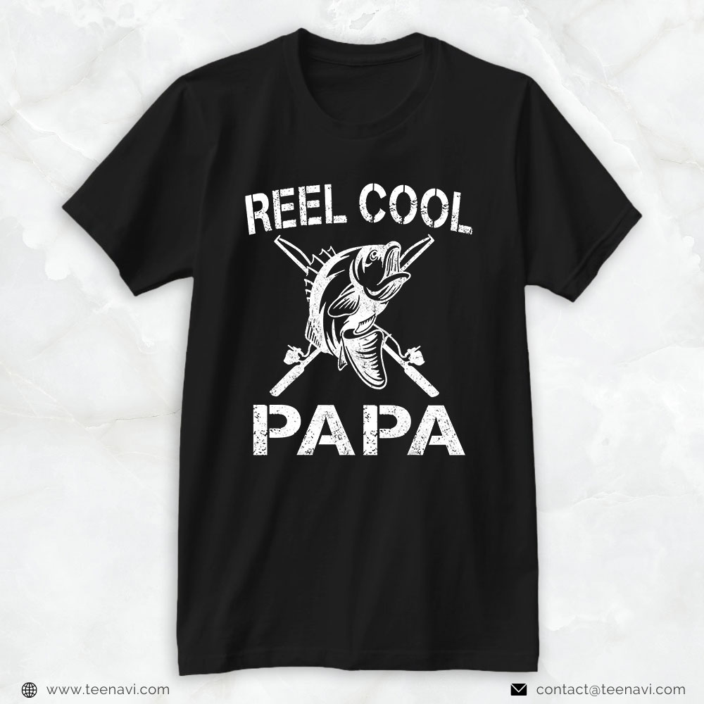 Funny Fishing Shirt, Reel Cool Papa Fishing Dad Gifts Father's Day Fisherman Fish