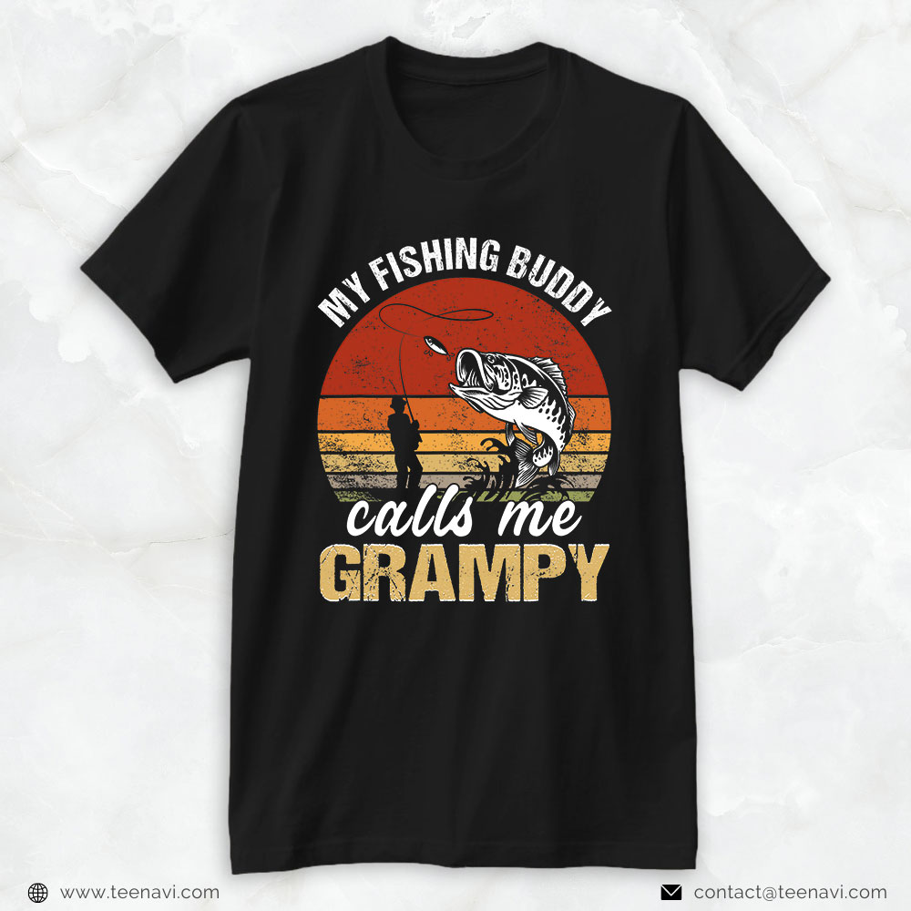 Fish Shirt, Vintage My Fishing Buddy Calls Me Grampy Family Fathers Day