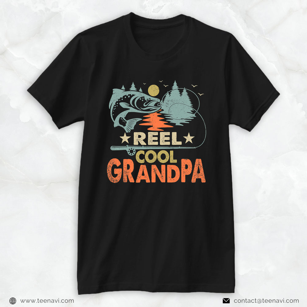 Fish Shirt, Vintage Reel Cool Grandpa Fishing Lover Vintage Father's Day