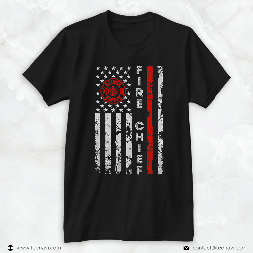 American Flag Fire Department Badge Shirt, Fire Chief