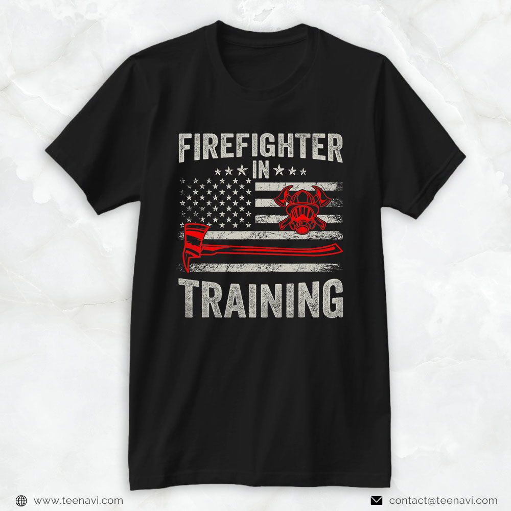 American Flag Gas Respirator Protective Mask Axes Shirt, Firefighter In Training