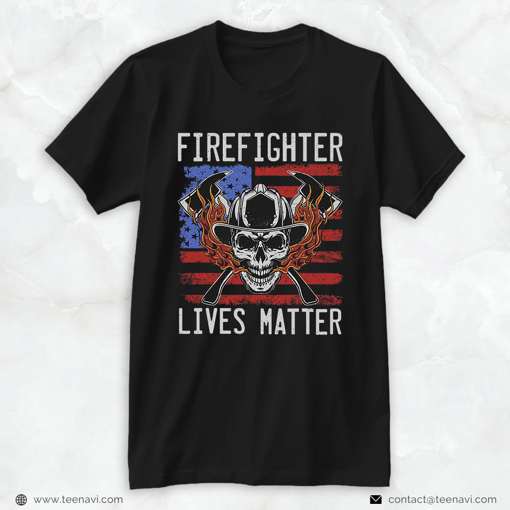 American Flag Axes Skull Shirt, Firefighter Lives Matter