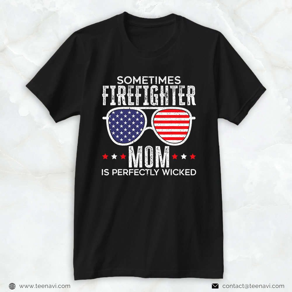 American Flag Glasses Shirt, Firefighter Mom Is Perfectly Wicked