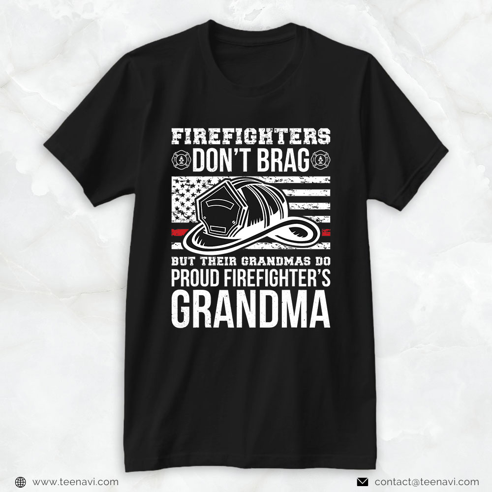 American Flag Helmet Shirt, Firefighters Don't Brag But Their Grandmas Do