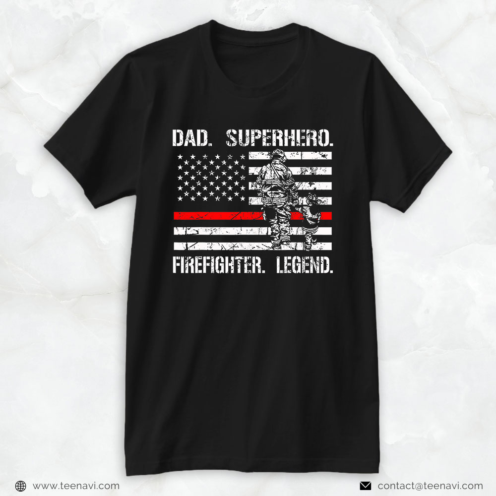 Firefighter American Shirt, Dad Superhero Firefighter Legend