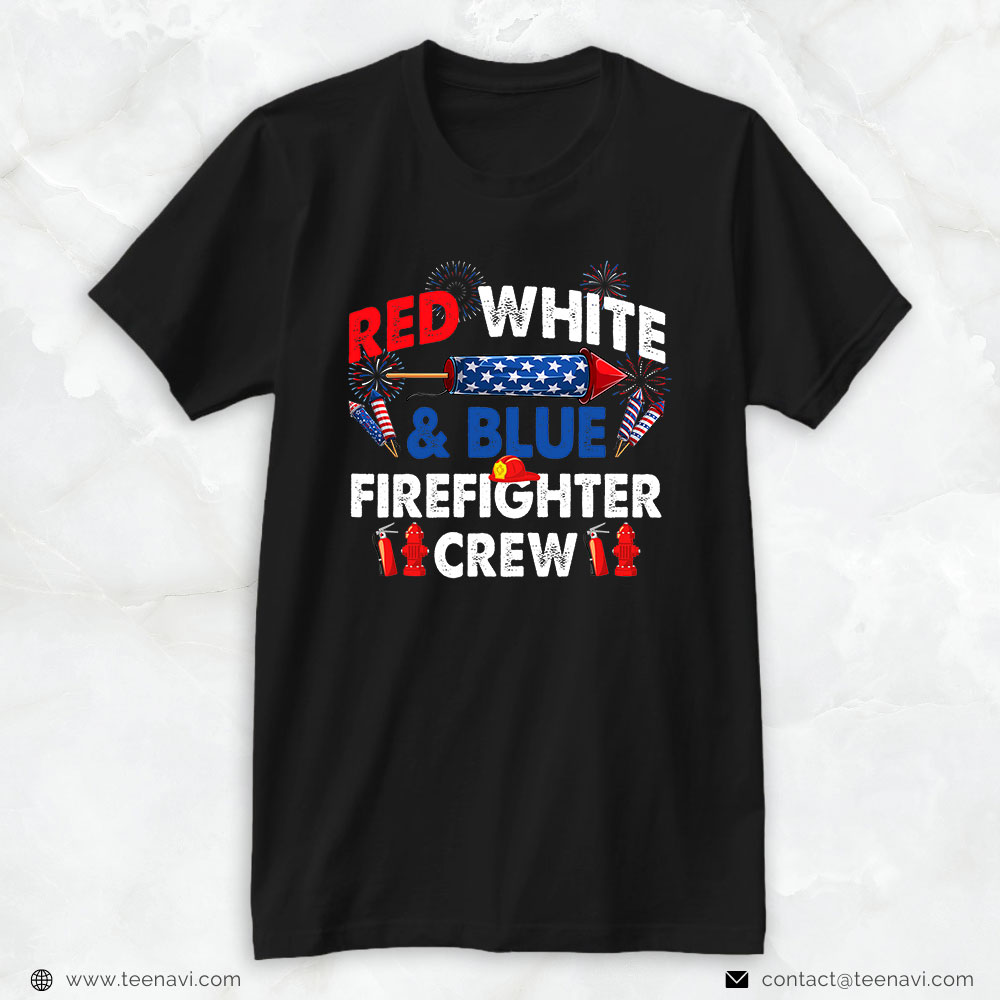 Firefighter Shirt, Red White & Blue Firefighter Crew
