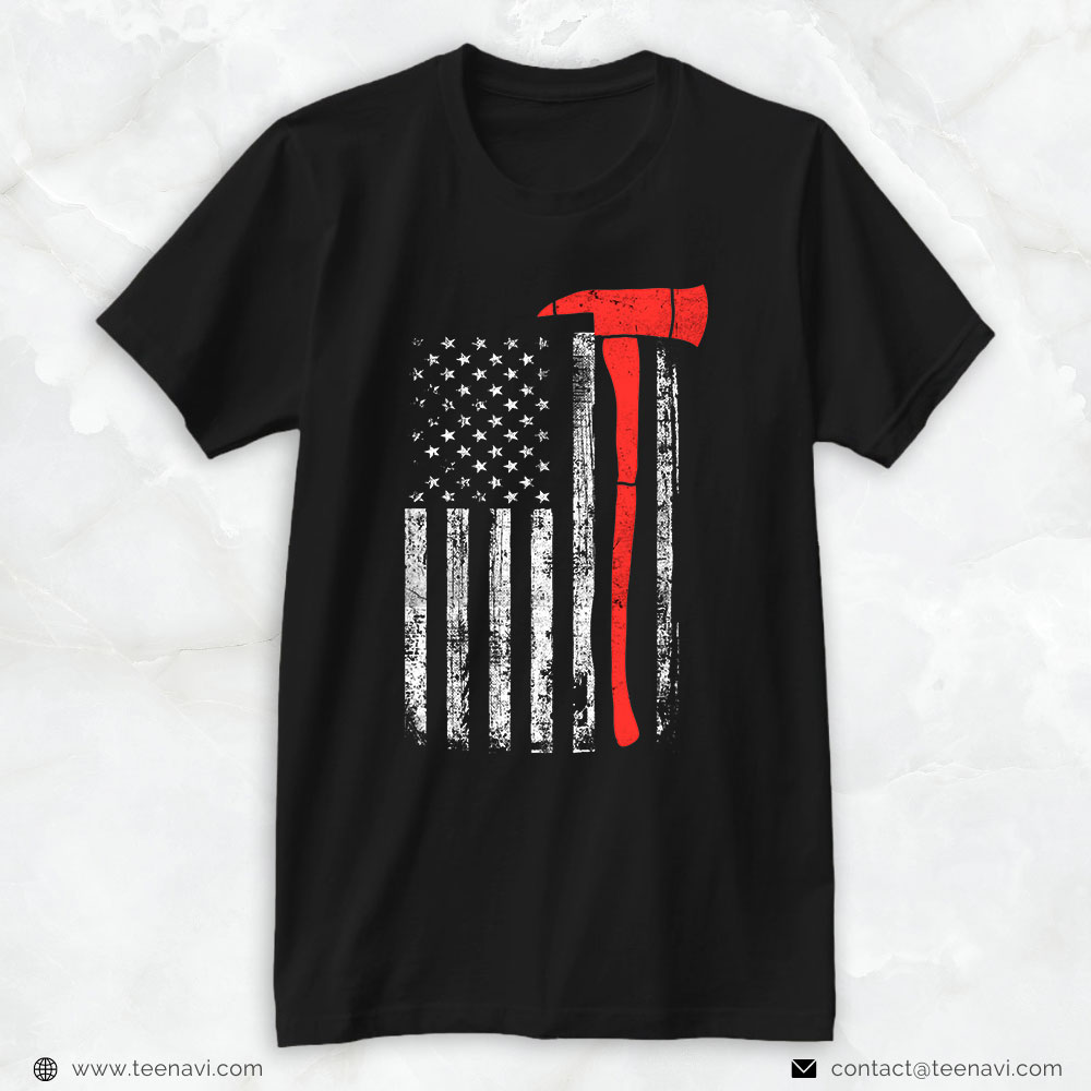 Firefighter Shirt, American Flag Axe for Firefighters