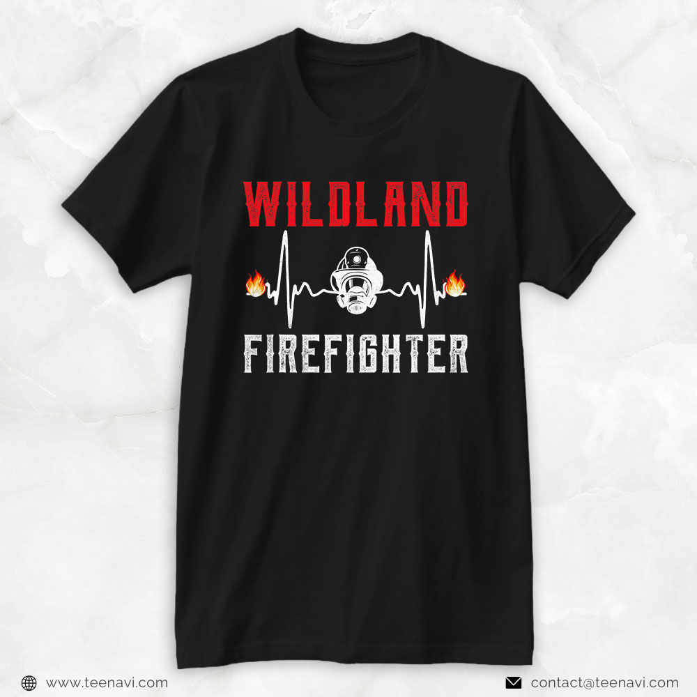 Firefighter Shirt, EKG Burning Fire Wildland Firefighter